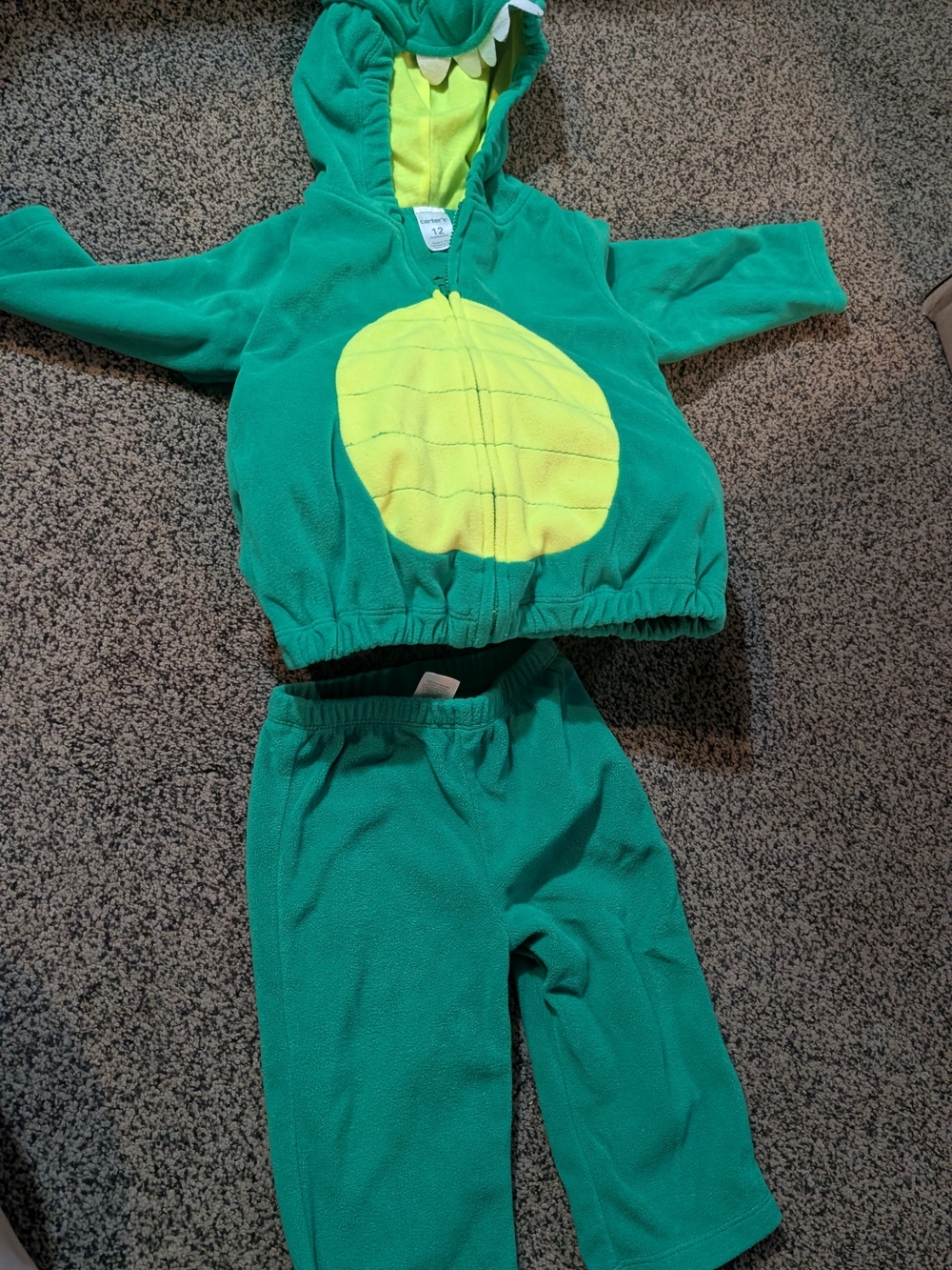 Carter's Green and Yellow Dino Hoodie & Pants Costume Set